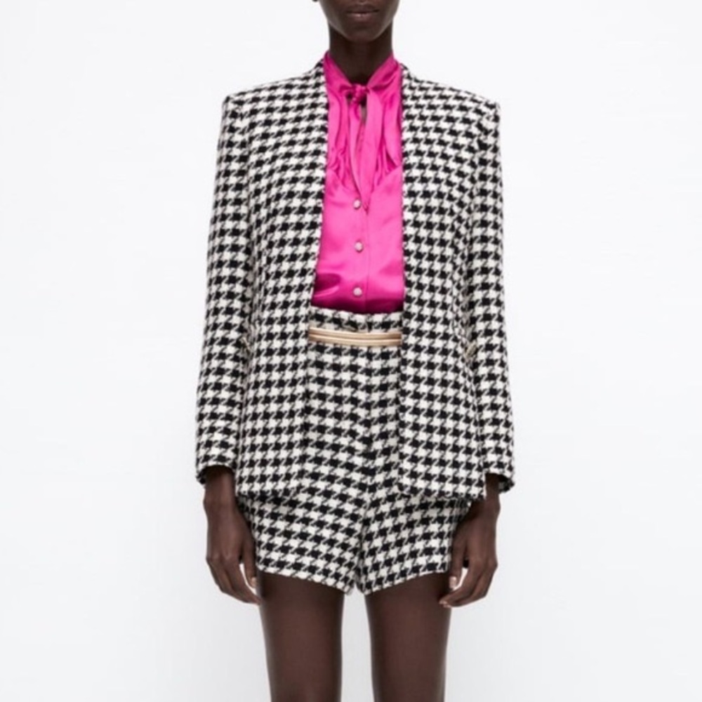 Zara houndstooth blazer jacket size medium